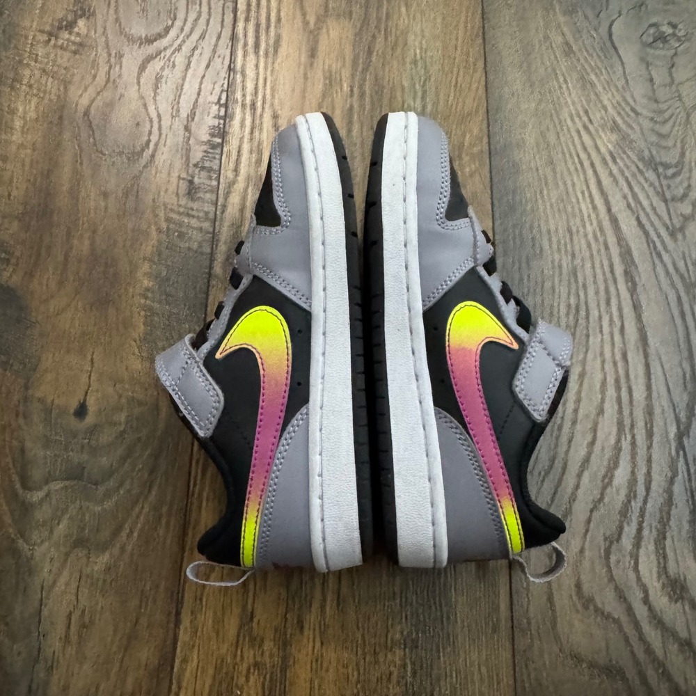 Nike Court Borough Low 2 Kids Size 12C Shoes Black Grey Iridescent Sneakers - Picture 5 of 9